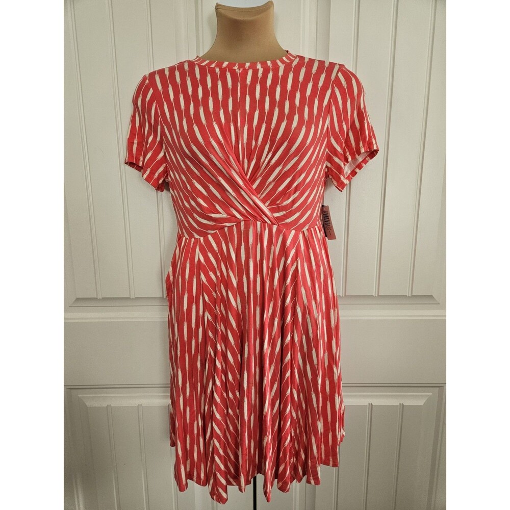 Torrid Sz 0 Pink Ikat Twist Front Dress US Size 12 Pockets Super Soft Knit